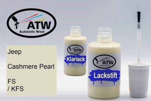 Jeep, Cashmere Pearl, FS / KFS: 20ml Lackstift + 20ml Klarlack - Set, von ATW Autoteile West.